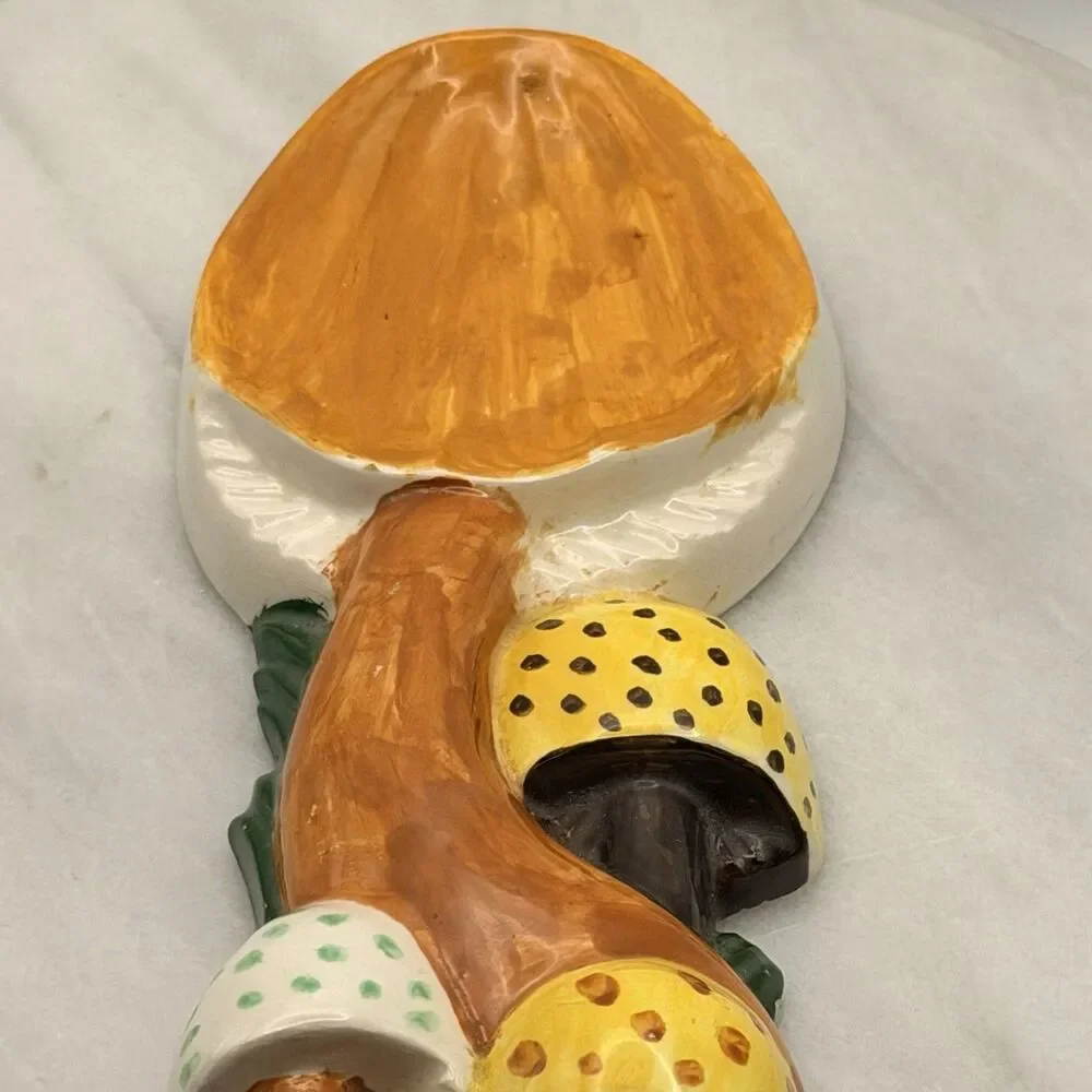 Vintage 1974 Arnel's Mushroom Ceramic Spoon Rest Wall Decor Hand Painted 8.5